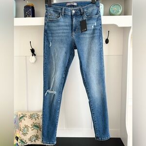 Joe's Jeans Straight Leg Ankle Destroyed Skinny Jeans in Deep Blue Size 27